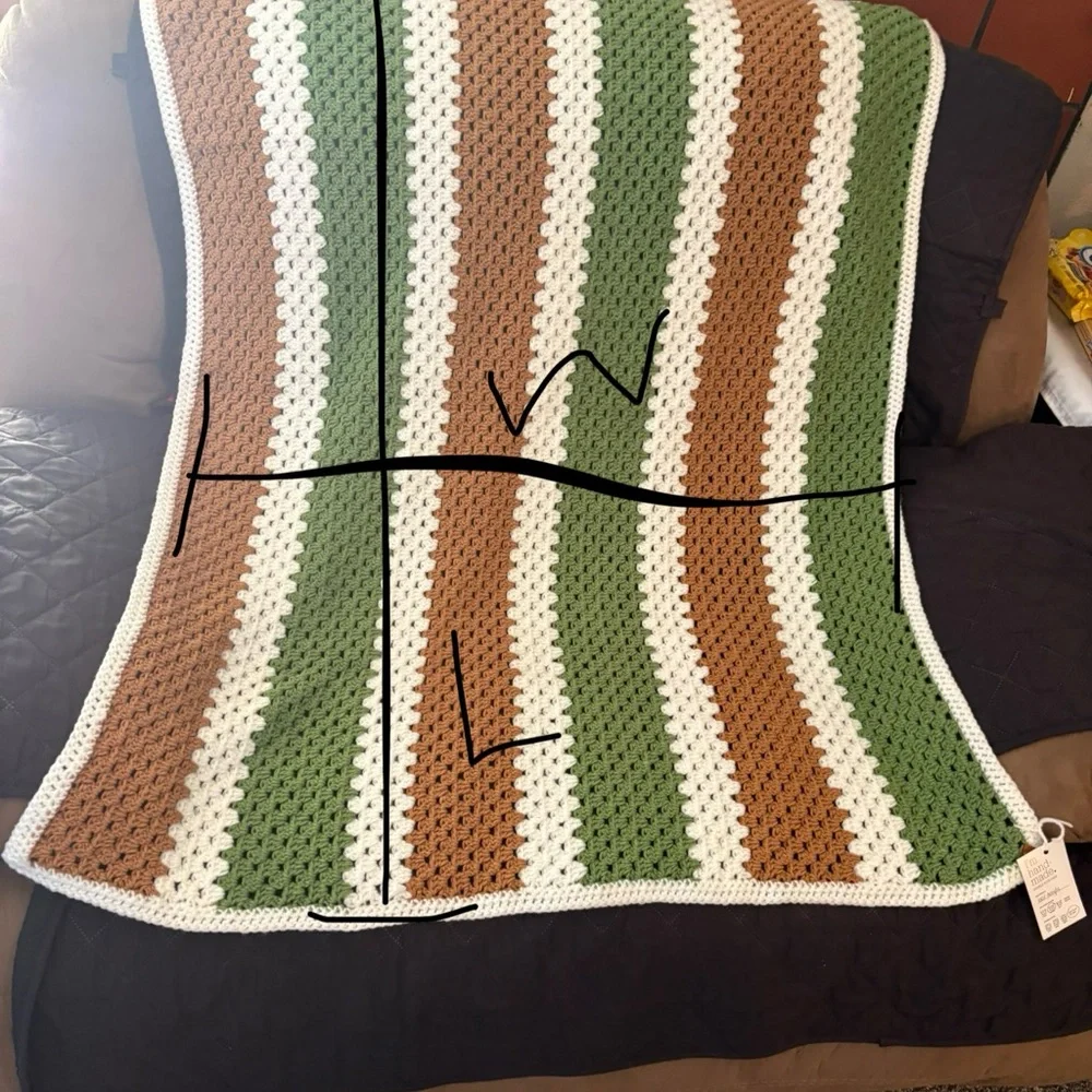 Cozy Striped Green, Brown, and White Baby/Toddler Blanket